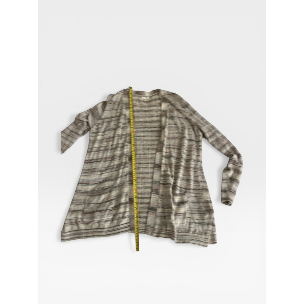 Maurices Womens Open Front Cardigan Beige Gray Striped Space Dye Knit Size 2‎ - Picture 3 of 9